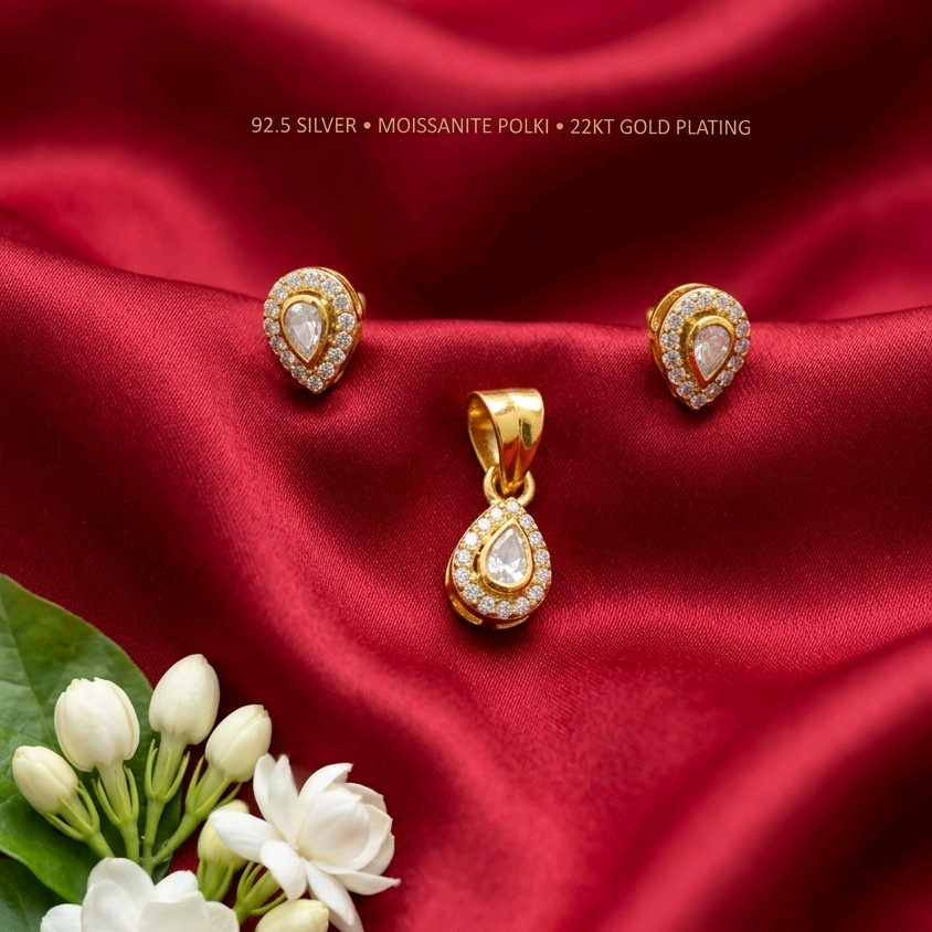 Pear Shape Moissanite Pendant Set 